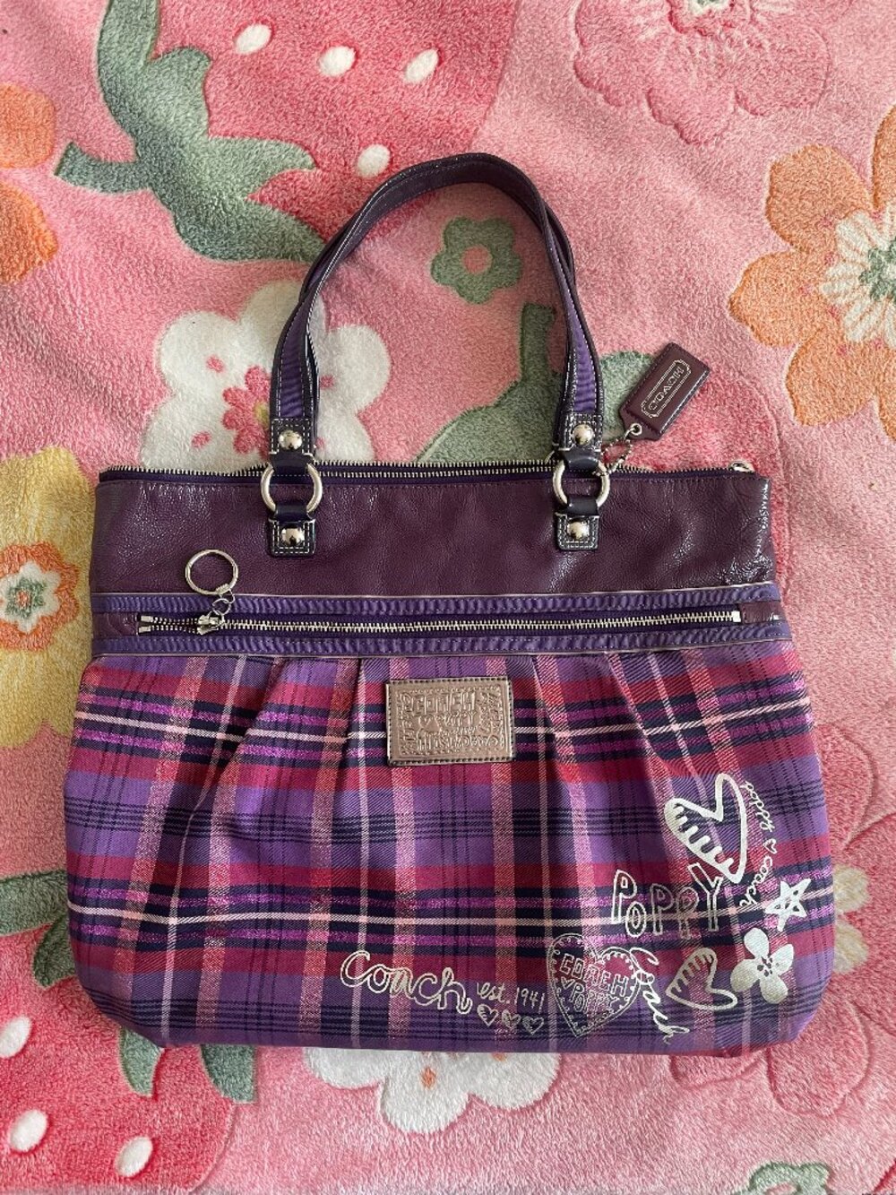 Y2K Coach Poppy Tartan Plaid Glam Tote